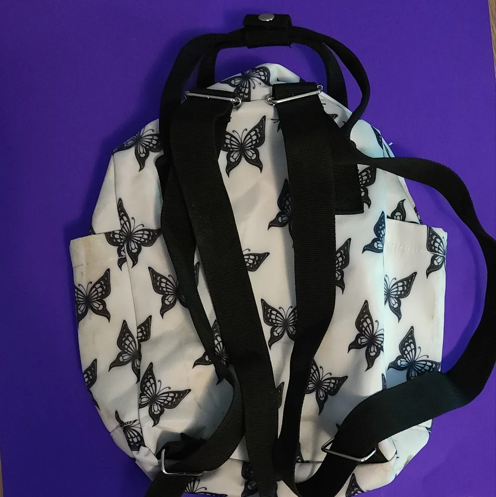 Black and white butterfly backpack